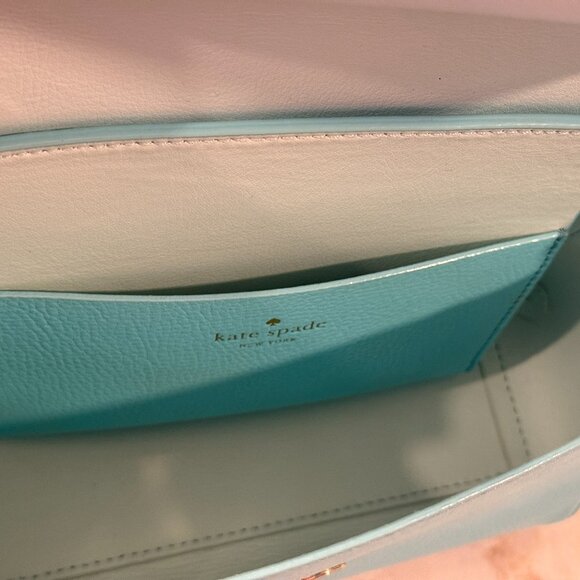EUC Kate Spade Robin's Egg Blue Leather Crossbody Bag with Silver Studs - Picture 5 of 5